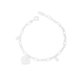 Elegant S925 sterling silver heart charm bracelet with polished links for women - 925 Silver / Silver
