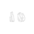 Minimalist S925 sterling silver huggie earrings with a twisted triple-line design - 925 Silver / Silver (ES611)
