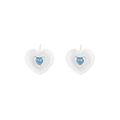 Orecchini a lobo a cuore in argento S925 con zircone blu e trama a costine radianti - Argento 925 / Argento