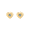 Orecchini a cuore dorati con zircone blu e dettagli con texture radiante - Argento 925 / Oro