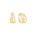 Minimalist S925 sterling silver golden crisscross hoop earrings for women in gold finish - 925 Silver / 18K Gold (ES611)