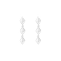 Elegante S925 Sterling Silber Ohrhänger mit drei polierten Rauten-Anhängern für Damen - 925er Silber / ES618-Weißgold Farbe
