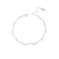 Minimalistisches S925 Sterlingsilber Armband mit Wellengliedern und verstellbarer Kette - 925er Silber / Weißgold