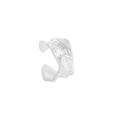 S925 Sterlingsilber Ohrmanschette mit minimalistisch unregelmäßigem Knitterstruktur Design - 925er Silber / Weißgold