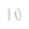 Orecchini a cerchio a C in argento S925 minimalisti con superficie lucida effetto specchio - Argento 925 / Argento
