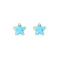 Minimalist S925 sterling silver star stud earrings with light blue zircon in gold finish - 925 Silver / Aqua Blue Zirconia