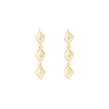 Minimalistische S925 Silber Quastenohrringe mit drei vergoldeten Rauten-Anhängern - 925er Silber / ES618-18k Gold Farbe