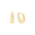 Vergulde S925 zilveren croissant huggie oorbellen met gepolijste golfstructuur - 925 zilver / 18K Goud