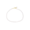 Elegantes S925 Silber Perlenarmband mit weißen Perlen und goldenem Karabinerverschluss - 925er Silber / 4mm Weiße Perle