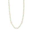 Collana di perle barocche con perline rettangolari verde chiaro e accenti dorati - Argento 925 / Oro 18k - Verde Frutta