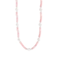 Elegante collana in argento S925 con perle rosa cilindriche e perle barocche - Argento 925 / Argento-Rosa