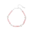 Armband mit rosa Zylinderperlen und Barockperlen, S925 Silberverschluss für Damen - Silber-Rosa