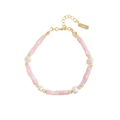 Barockperle und rosa Muschelperlen S925 Silberarmband mit verstellbarer Goldkette - 18k Gold - Rosa