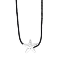 Collana minimalista in argento S925 con pendente a stella marina e cordino nero - Argento 925 / Argento