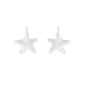 Minimalist S925 sterling silver starfish stud earrings with textured silver surface - 925 Silver / Silver