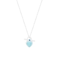 Elegante collana con ciondolo a cuore in argento sterling S925 con smalto azzurro e zirconi - Argento 925 / Argento