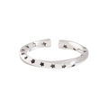 Verstellbarer S925 Sterlingsilber Mobius Ring mit graviertem schwarzem Sternenmuster für Damen - Größe 14 (Offen Verstellbar) / Antiksilber