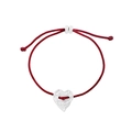S925 Silber Herzanhänger Rote Kordelarmband mit unregelmäßiger Textur für Damen - 925er Silber / Rot
