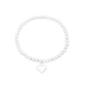 Minimalistisches S925 Sterlingsilber Perlenarmband mit poliertem Herzanhänger für Damen - 925er Silber / Silber