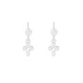 Orecchini a croce in argento sterling S925 con zircone rotondo per donne eleganti - Argento 925 / Croce - Argento