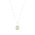 Collana in argento sterling S925 con ciondolo in cristallo ovale verde chiaro su bianco - Argento 925 / Argento (XL563)