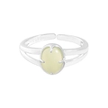 Elegant S925 sterling silver ring with oval light yellow crystal in a four-prong setting - Size 14 (Open Adjustable) / Silver (JZ1048)