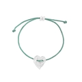 S925 Silber Herzanhänger Armband mit Textur an einer grünen geflochtenen Schnur - 925er Silber / Grün