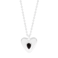 Collana cuore in argento sterling S925 con ciondolo cristallo a goccia nero lucido - Argento 925 / Stile Agata Nera (XL561-Black Agate)