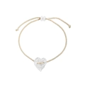S925 Silber Herz Armband mit minzgrünem und pfirsichfarbenem gewebtem Seildesign - 925er Silber / Gelb