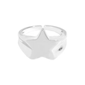 Minimalist S925 sterling silver open ring featuring a 3D geometric star design - Size 14 (Open Adjustable) / Silver
