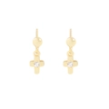 Orecchini a croce in argento S925 placcato oro con piccolo zircone centrale brillante - Argento 925 / Croce Oro 18k
