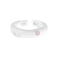 Anillo de plata S925 ajustable con circonitas marquise blanco y redondo rosa - Talla 14 (Abierto Ajustable) / Plateado
