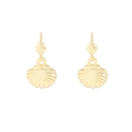 Eleganti orecchini a lobo a conchiglia dorata in argento S925 con texture a onde radiali - Argento 925 / Conchiglia Oro 18k