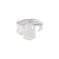 S925 Sterling zilveren ring met onregelmatige textuur en grote ovale edelsteen - Maat 14 (Open Verstelbaar) / Witgoud