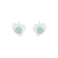 Pendientes de corazón asimétricos de plata S925 con cristales azul claro - Plata 925 / Azul