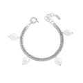 Bracciale con perle barocche e catena a maglie in argento S925 su sfondo bianco - Argento 925 / Oro Bianco
