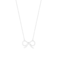 Elegant S925 sterling silver hollow bow pendant necklace for women with minimalist thin chain - 925 Silver / Silver
