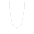 Collana minimalista in argento sterling S925 con maglie a bambù e perline metalliche - Argento 925 / XL596-Argento