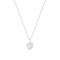 Minimalist S925 sterling silver necklace with heart agate pendant and white crystals - 925 Silver / White Gold (XL594)
