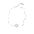 Elegant S925 sterling silver bracelet with textured heart pendant and moonstone center - 925 Silver / White Gold