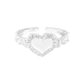 Anillo de corazón minimalista en plata S925 con textura plisada y diseño abierto - N° 15 (Ajustable) / Plateado