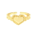 Anillo de corazón en plata S925 con acabado dorado plisado y diseño abierto ajustable - N° 15 (Ajustable) / Oro de 18K