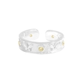 S925 sterling silver butterfly open ring with yellow gemstones and adjustable band - Size 15 (Open Adjustable) / Silver