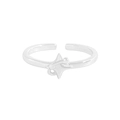 Minimalist S925 sterling silver adjustable open ring featuring a shiny star design - Size 14 (Open Adjustable) / Silver