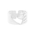 Anello cuore cavo irregolare in argento sterling con finitura martellata da donna - Taglia 12 (Regolabile) / Argento