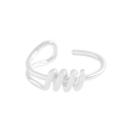 Minimalist S925 sterling silver spiral geometric ring with adjustable open design - Size 14 (Adjustable) / Spiral Line Style (JZ1143) / Silver