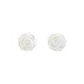 Elegante S925 zilveren oorknopjes met handgesneden witte rozen van natuurlijke schelp - 925 zilver / ES698-Witgoud