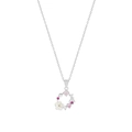 S925 silver necklace with shell flowers and colorful zircons in a floral wreath design - 925 Silver / White Gold