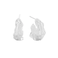 Pendientes de plata S925 de estilo minimalista con textura de ondas irregulares - Plata 925 / Plateado