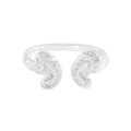 S925 sterling silver butterfly ring with textured wings and adjustable open design - Size 15 (Open Adjustable) / Pleated Texture Butterfly Style (JZ1163) / Silver